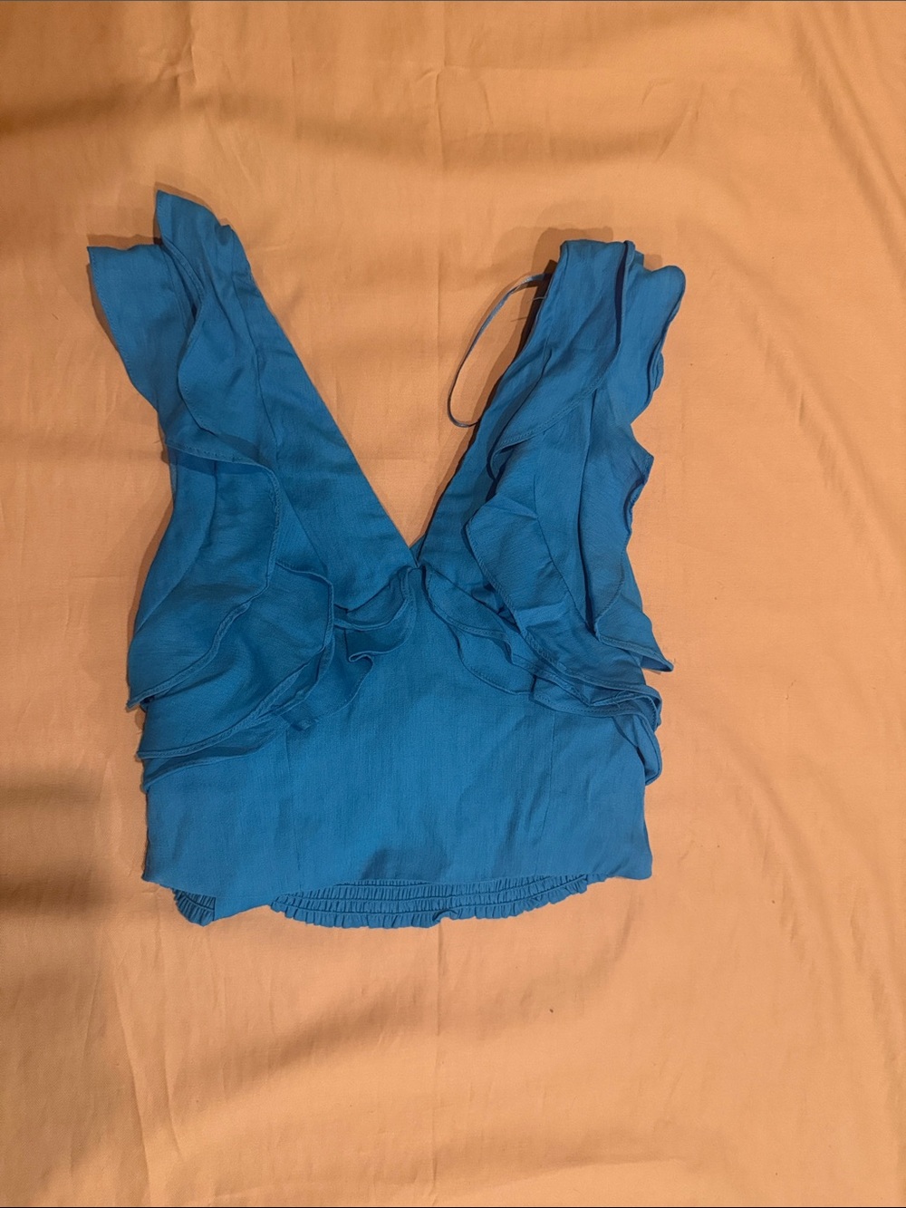DO + BE blue open tie back tank top